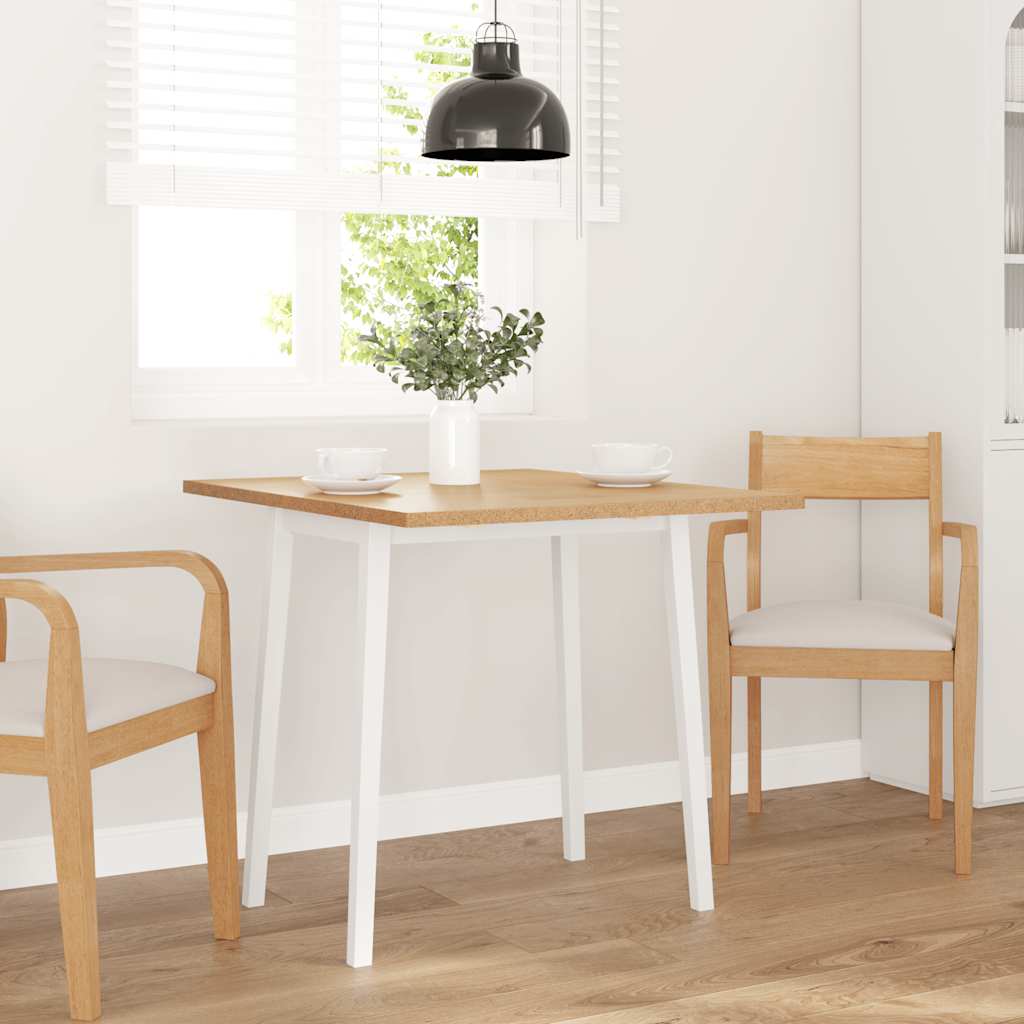 Mesa De Comedor De Madera Maciza De Caucho Blanco_1