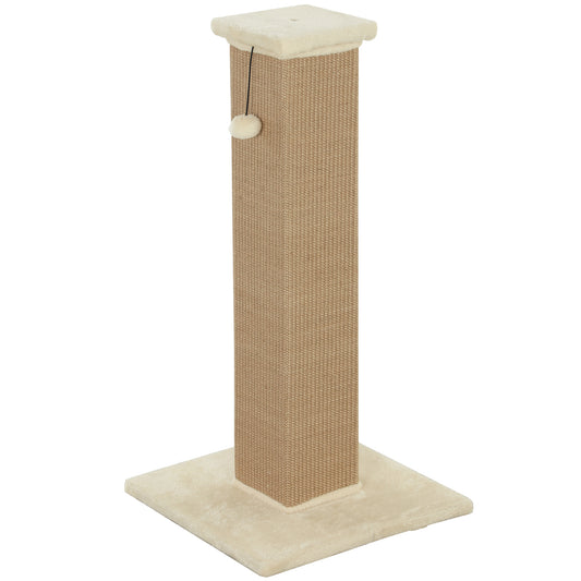 Pawhut Poste Rascador Para Gatos Altura 81 Cm Con Poste De Yute Y Bola Colgante_0