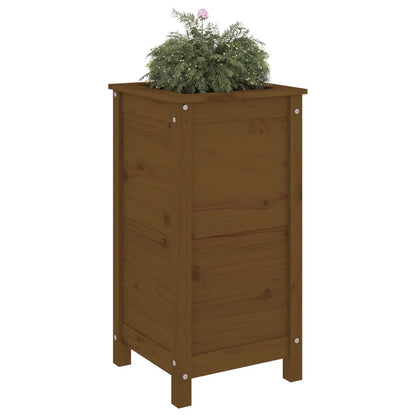Jardinera Madera Maciza De Pino Marrón Miel 40x40x78 Cm_2