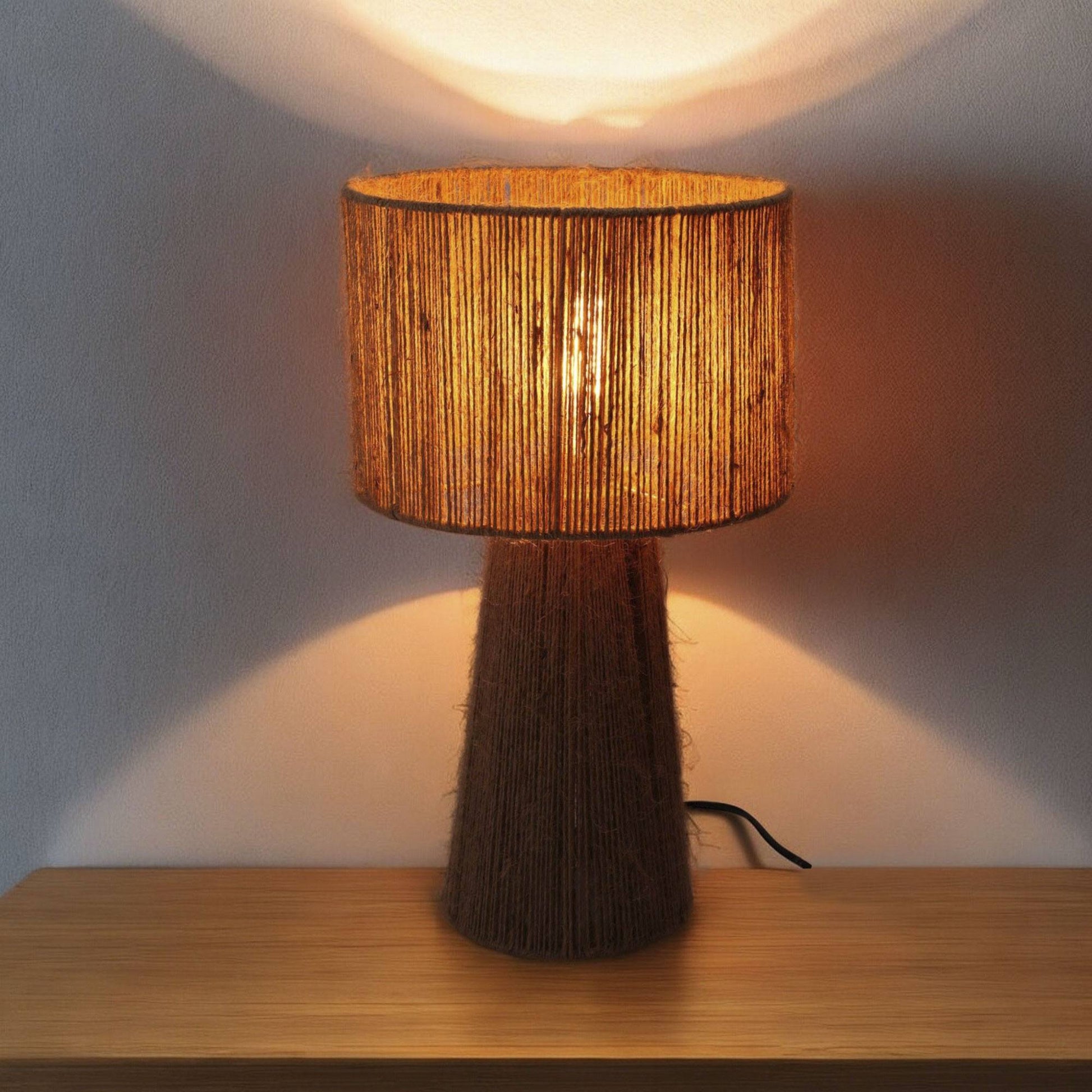 Well Home Lámpara De Mesa En Yute Natural Ø27x45cm_4