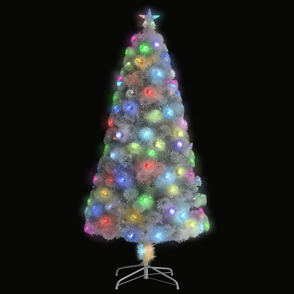 Vidaxl Árbol De Navidad Artificial Con Luces Fibra Óptica Blanco 120cm_1