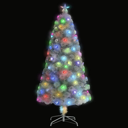 Vidaxl Árbol De Navidad Artificial Con Luces Fibra Óptica Blanco 120cm_1
