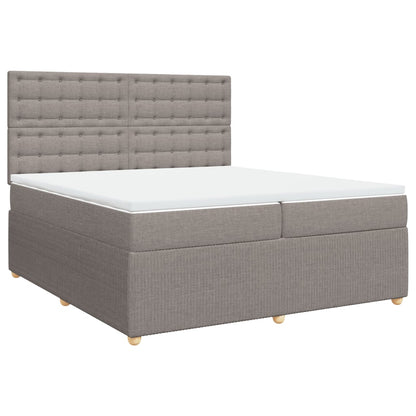 Cama Box Spring Con Colchón Tela Gris Taupe 200x200 Cm / Vetonek_2