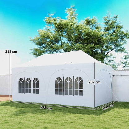 Outsunny Carpa Plegable 6x3 M Con Altura Ajustable 6 Laterales Extraíbles Gris_2