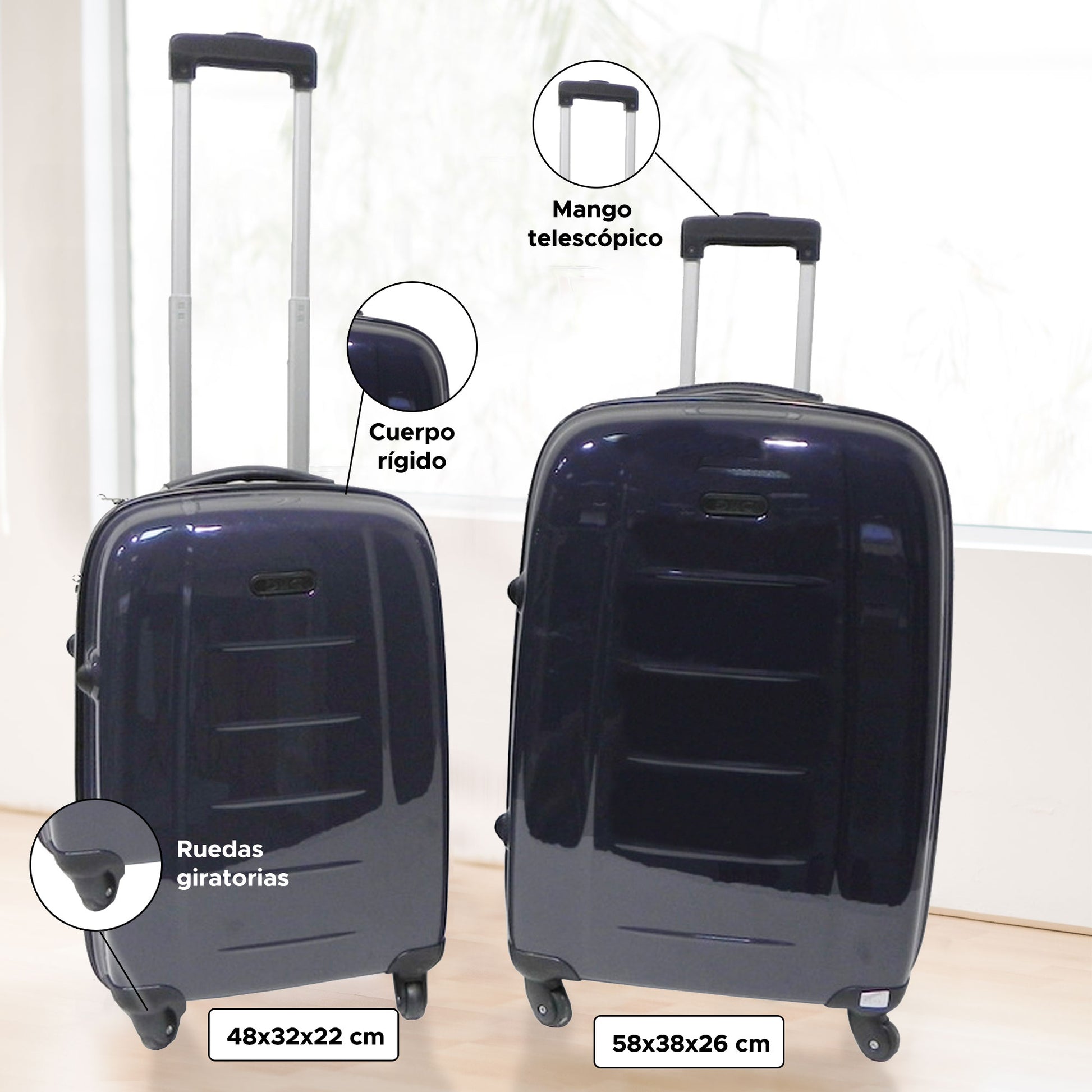 Set De 2 Maletas Trolleys Con Funda Protectora'cutie Cat'