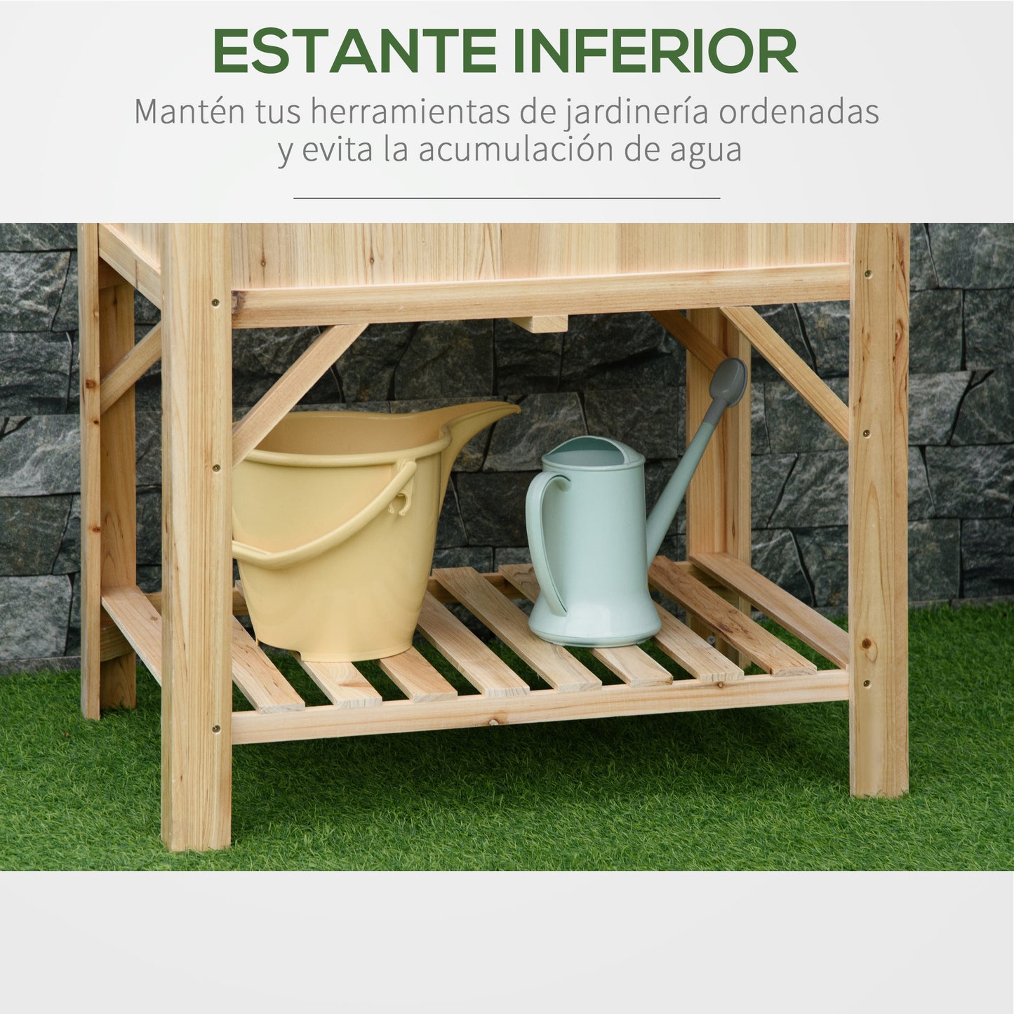 Outsunny Huerto Urbano De Madera Jardín 6 Compartimentos Estante 78,5x58x81 Cm_4