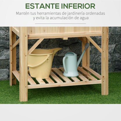 Outsunny Huerto Urbano De Madera Jardín 6 Compartimentos Estante 78,5x58x81 Cm_4