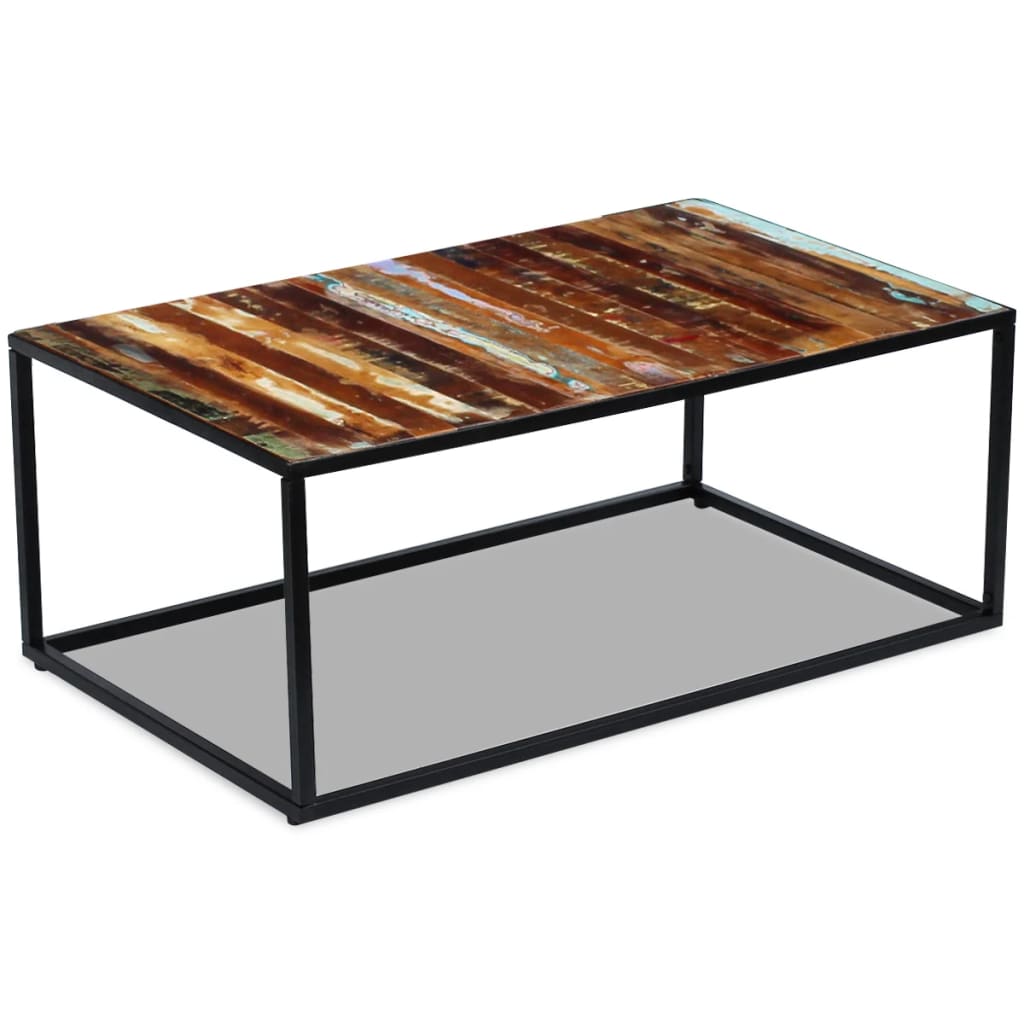 Mesa De Centro Madera Maciza Reciclada 100x60x40 Cm_2