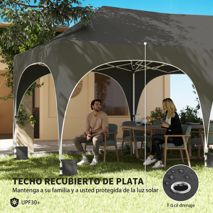 Outsunny Carpa Plegable 6x3 M Con Altura Ajustable 6 Laterales Extraíbles Gris_5