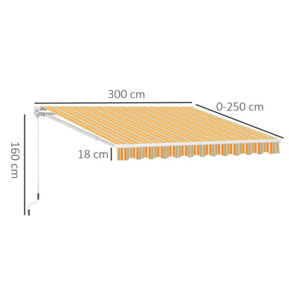 Toldo 300x250cm Brazo Articulado Aluminio Tejido 280g/m² Rayas Amarillo Blanco_2