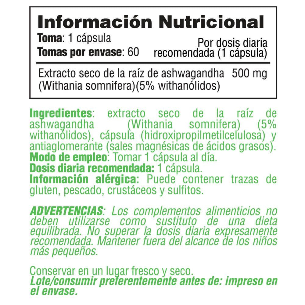 Ashwagandha 500mg - 60 Cápsulas Vegetales - Ashwagandha - Smart Supplements_4