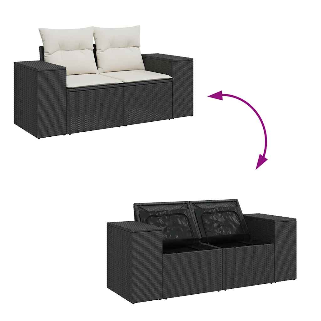 Set De Sofás De Jardín 6 Piezas Y Cojines Ratán Sintético Negro / Vetonek_5