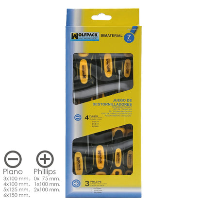Juego Destornilladores Acero Cromo Vanadio 7 Piezas Con Mango Bimaterial_1