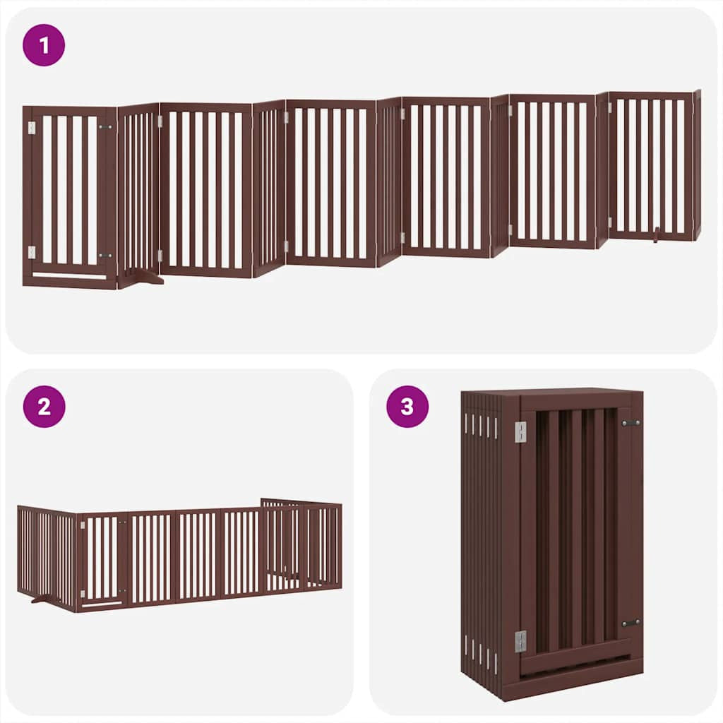 Vidaxl Puerta De Perros Plegable 12 Paneles Madera Álamo Marrón 600 Cm_3