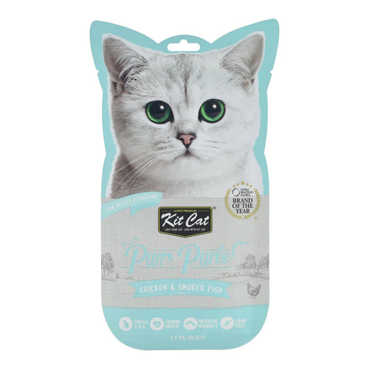 Kit Cat PurrPuree - Pollo y Pescado Ahumado 60 g Snack cremoso para gatos