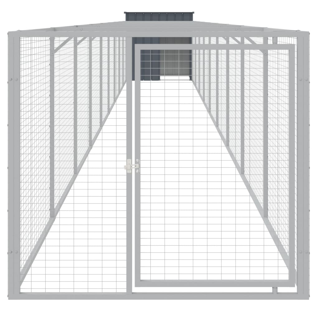 Caseta Perros Con Corral Acero Galvanizado Gris 110x1017x110 Cm_2