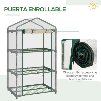 Outsunny Invernadero Jardín Terraza Con 3 Estantes Metálicos Y Puerta Enrollable_4