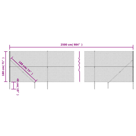 Cerca De Alambre Con Pinchos De Anclaje Plateado 1,8x25 M / Vetonek_0