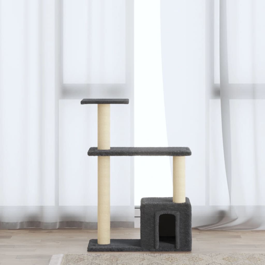 Vidaxl Rascador Para Gatos Con Postes De Sisal Gris Oscuro 70 Cm_1