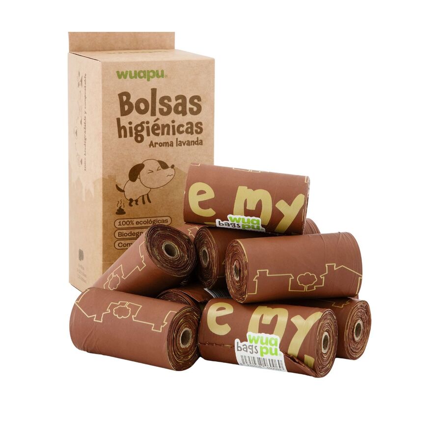 Pack 8 Rollos De Bolsas Higiénicas Biodegradables Recoge Excrementos De Perro. Rollos De 15 Bolsas