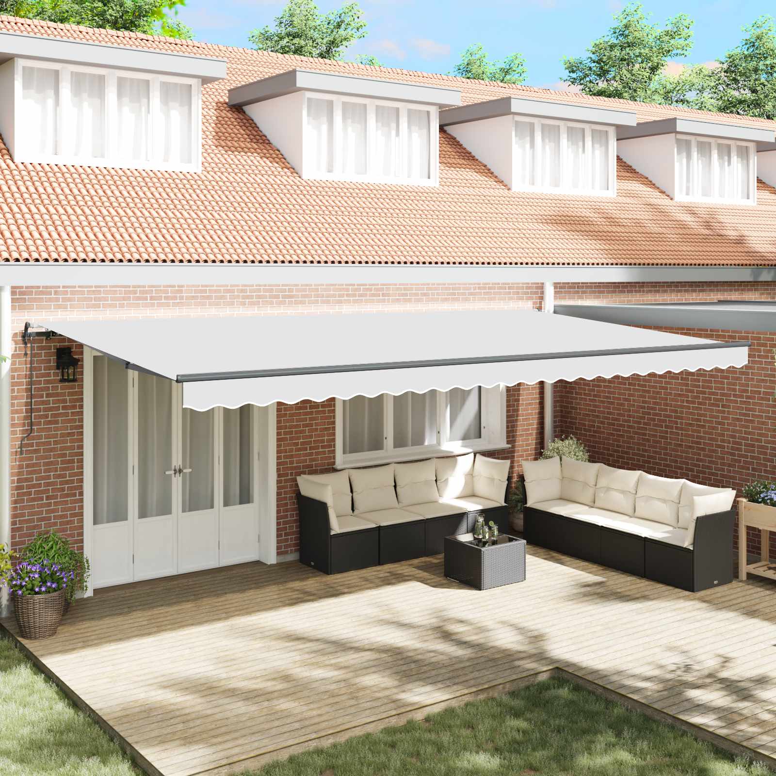 Toldo Retráctil Blanco 600 X 300 Cm Tela Y Aluminio_1