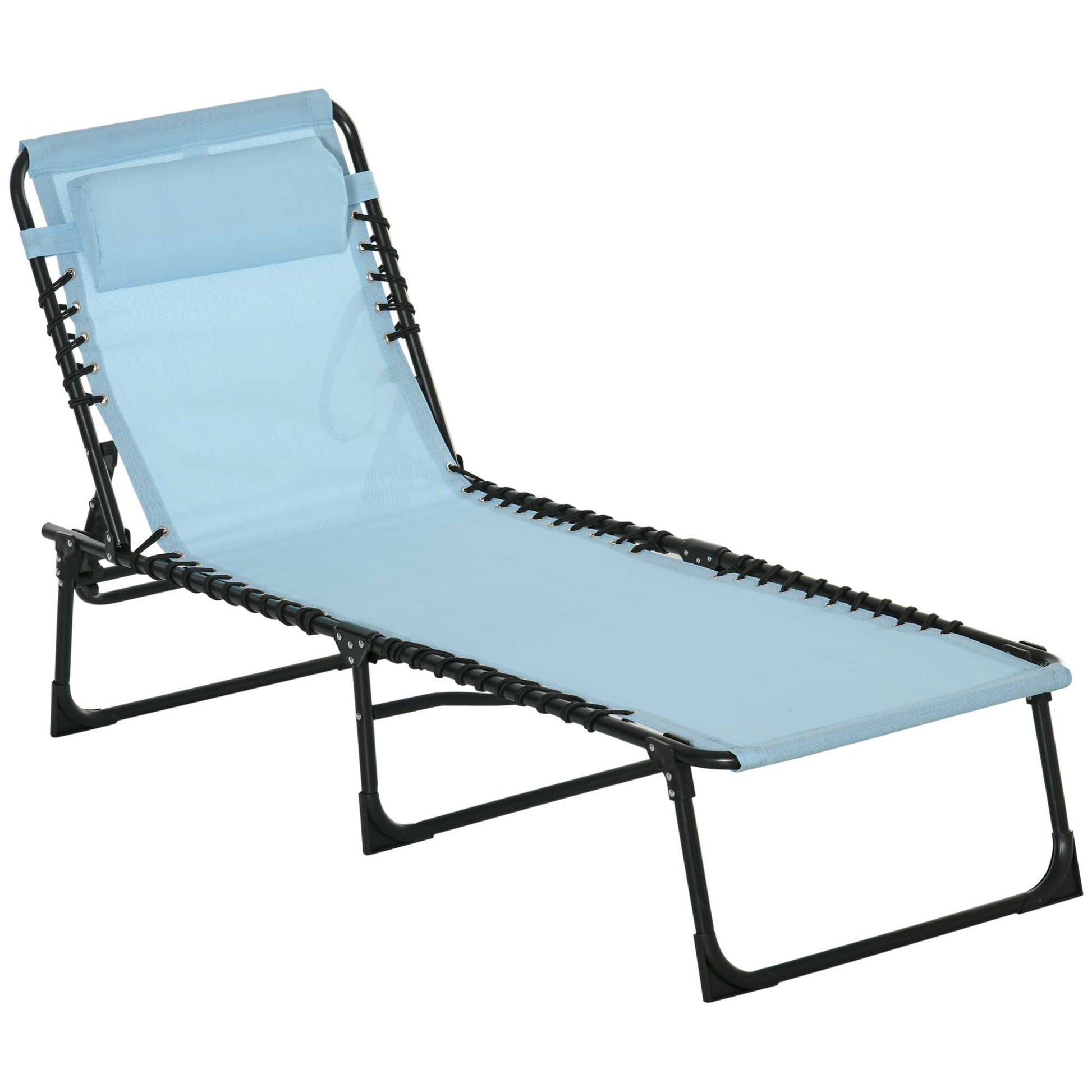 Outsunny Tumbona Plegable Reclinable En 4 Posiciones Con Marco De Acero Azul_0