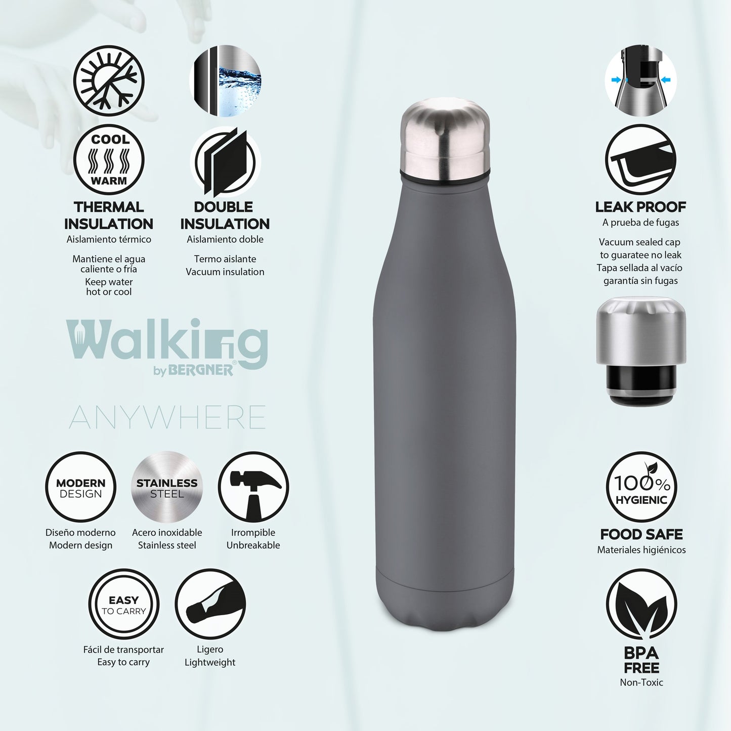 Botella Termo Cola 500ml Acero Inoxidable Gris Walking Anywhere_3