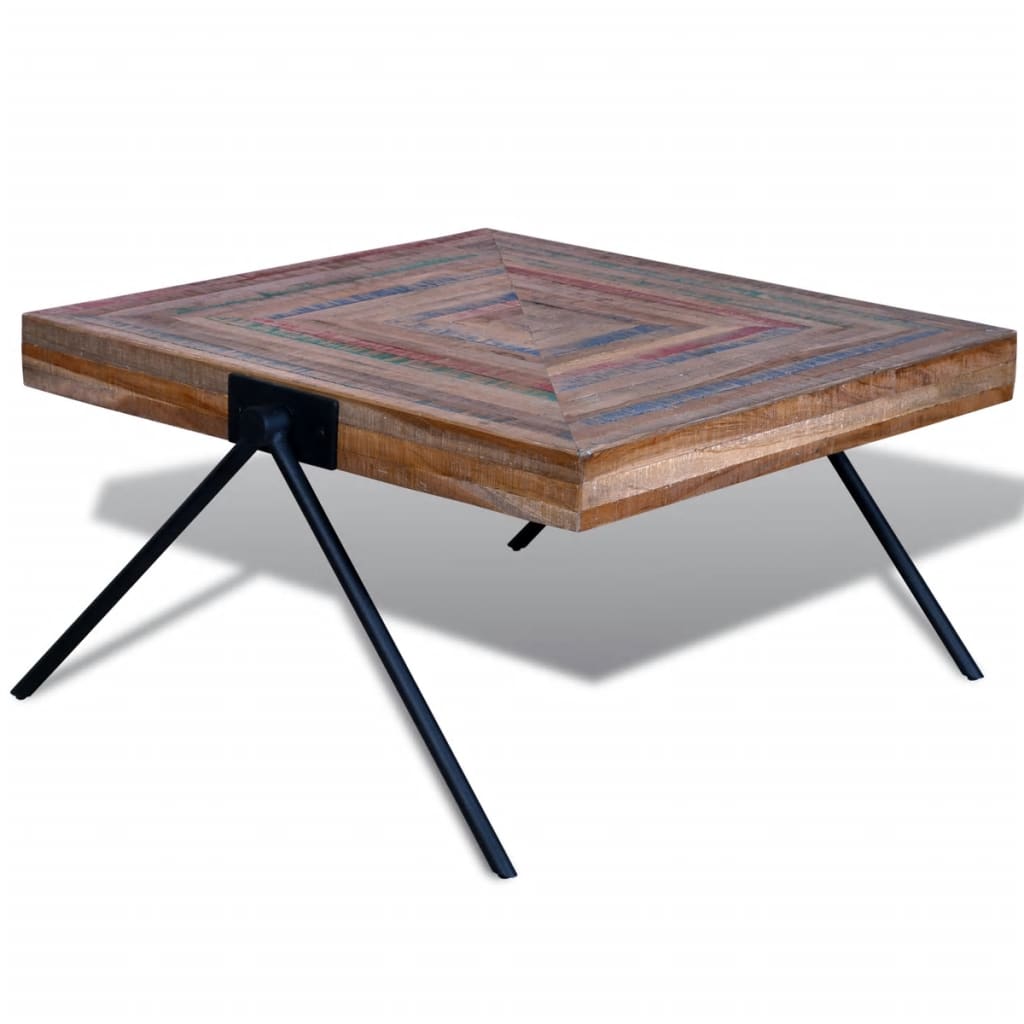 Mesa De Centro Con Patas En Forma De V Madera De Teca Reciclada_2