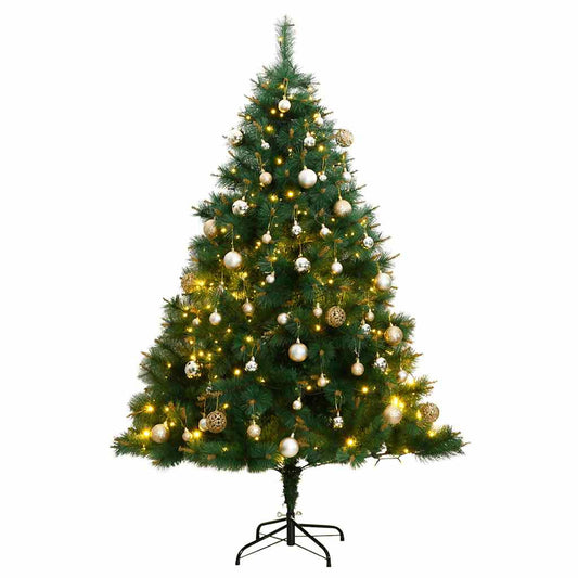 Vidaxl Árbol De Navidad Artificial Con Bisagras 300 Led Y Bolas 180 Cm_0