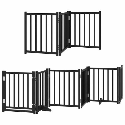 Vidaxl Puerta De Perros Plegable 15 Paneles Madera Álamo Negra 750 Cm_0
