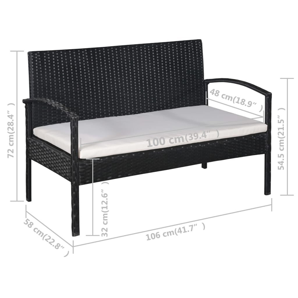 Vidaxl Set Muebles De Jardín 5 Piezas Y Cojines Ratán Sintético Negro_2
