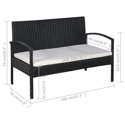 Vidaxl Set Muebles De Jardín 5 Piezas Y Cojines Ratán Sintético Negro_2