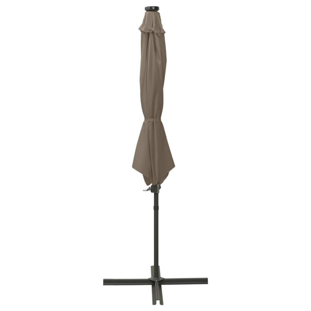 Vidaxl Sombrilla De Jardín Voladiza Con Palo Y Luces Led Taupe 300 Cm_1