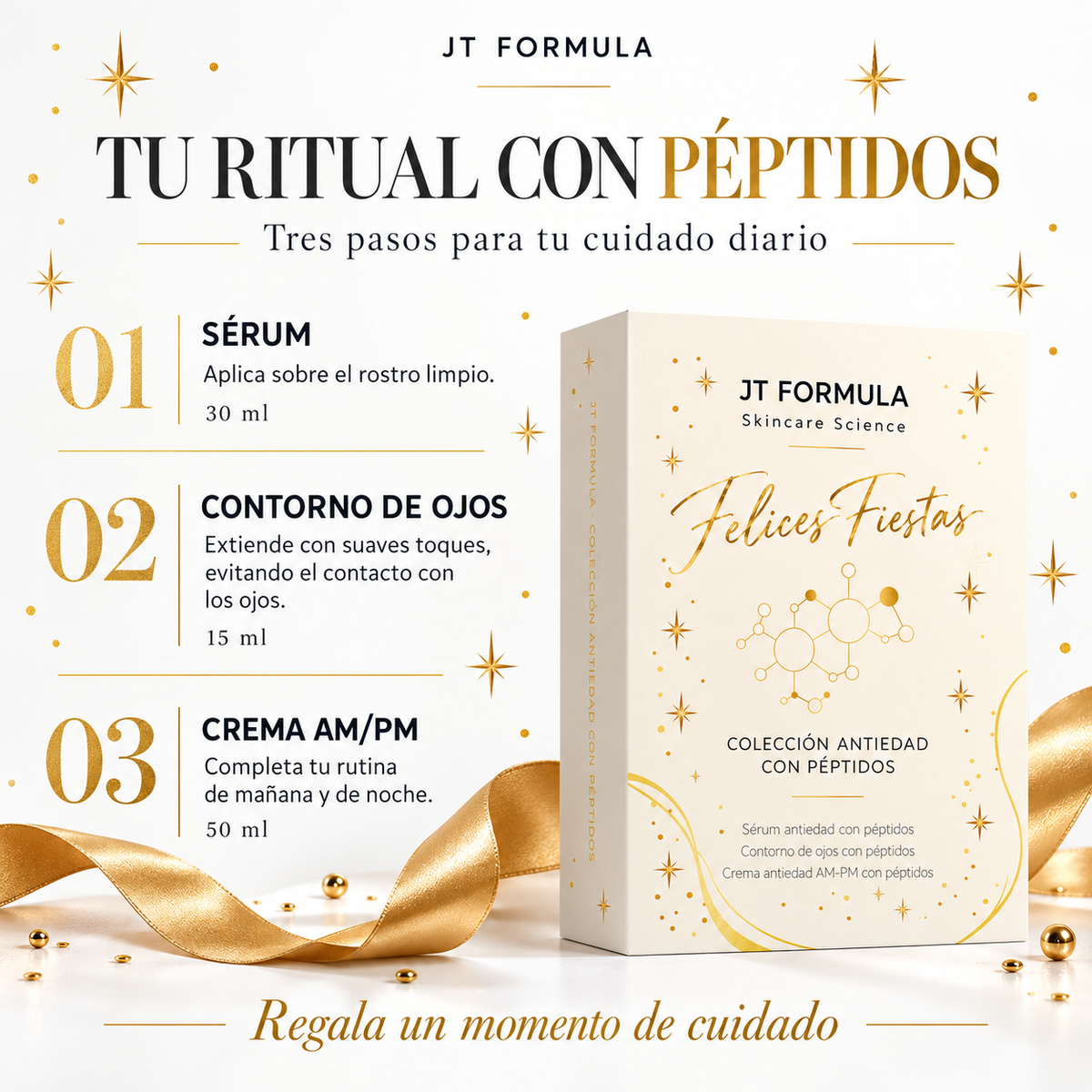 Caja Regalo Antiedad Con Péptidos Jt Formula – Sérum 30 Ml + Crema Facial 50 Ml + Contorno De Ojos 15 Ml_5