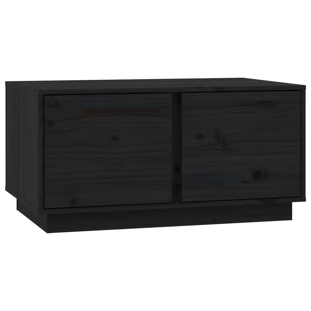 Mesa De Centro Madera Maciza De Pino Negro 80x50x40 Cm_0