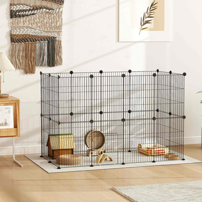Pawhut Jaula Para Animales Pequeños Forma Personalizable 120x60x80 Cm Negro_1