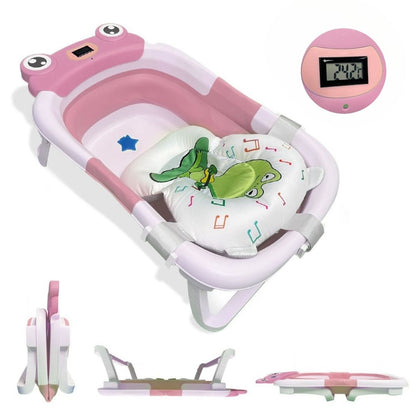 Bathby Bañera Plegable Para Bebés Recién Nacidos, Cojín Rana, Termómetro, Patas Antideslizantes (rosa Rana)