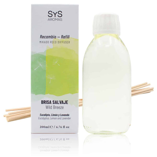 Recambio Mikado Brisa Salvaje Experience SYS Aromas 200 ml | Con Palos | Aroma Herbal y Refrescante_0