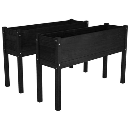 Vidaxl Jardineras 2 Uds Madera Maciza De Pino Negro 110x31x70 Cm_0