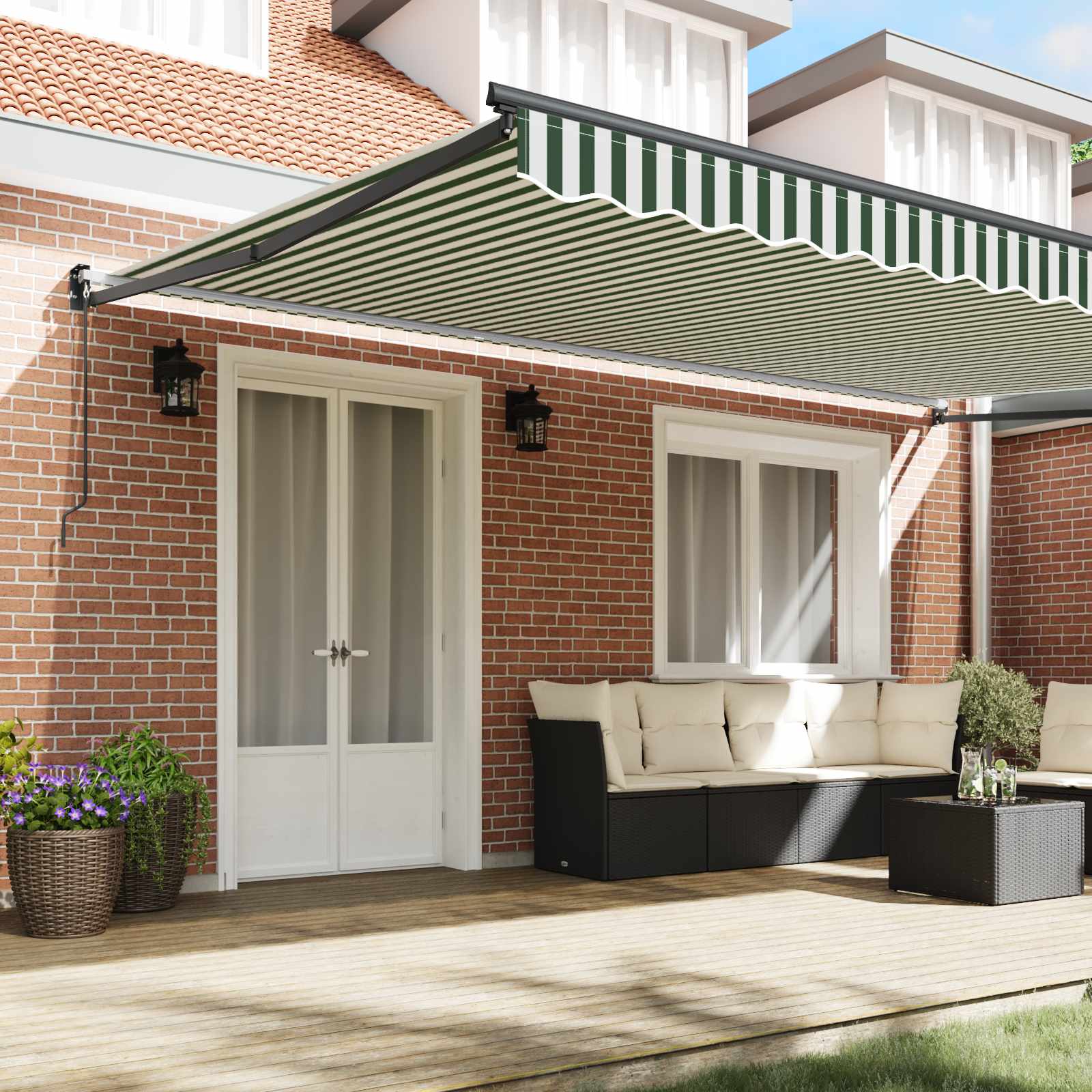 Toldo Retráctil Verde 500 X 300 Cm 100% Poliéster Y Aluminio_2