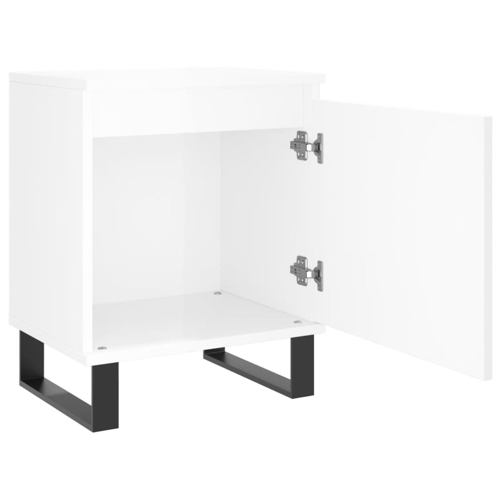 Mesitas Noche 2 Uds Madera Ingeniería Blanco Brillo 40x30x50 Cm_4