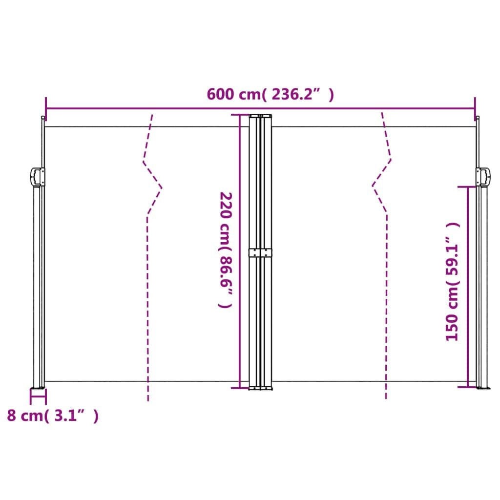 Vidaxl Toldo Lateral Retráctil Blanco 220x600 Cm_2