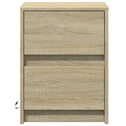 Mesitas De Noche Luces Led 2 Uds Madera Ingeniería Roble Sonoma_4