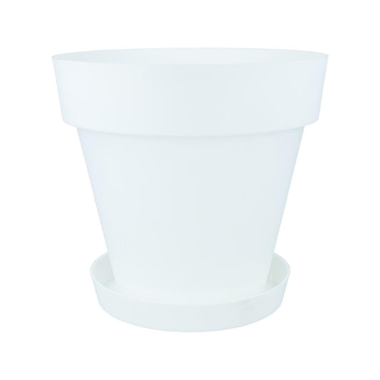 Pack maceta con plato color blanco Tes 26 x 24 cm