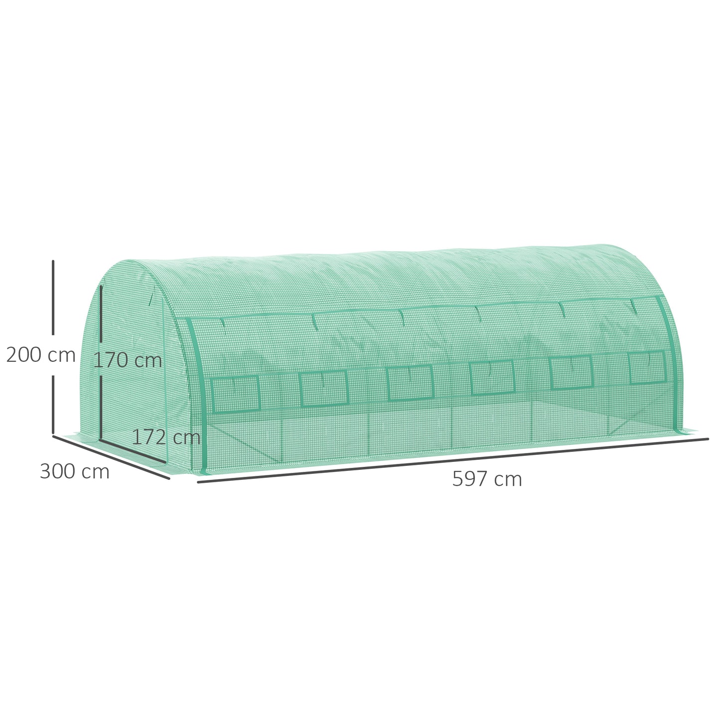 Outsunny Invernadero De Exterior 6x3x2 M Con Puerta Y 12 Ventanas De Malla Verde_2