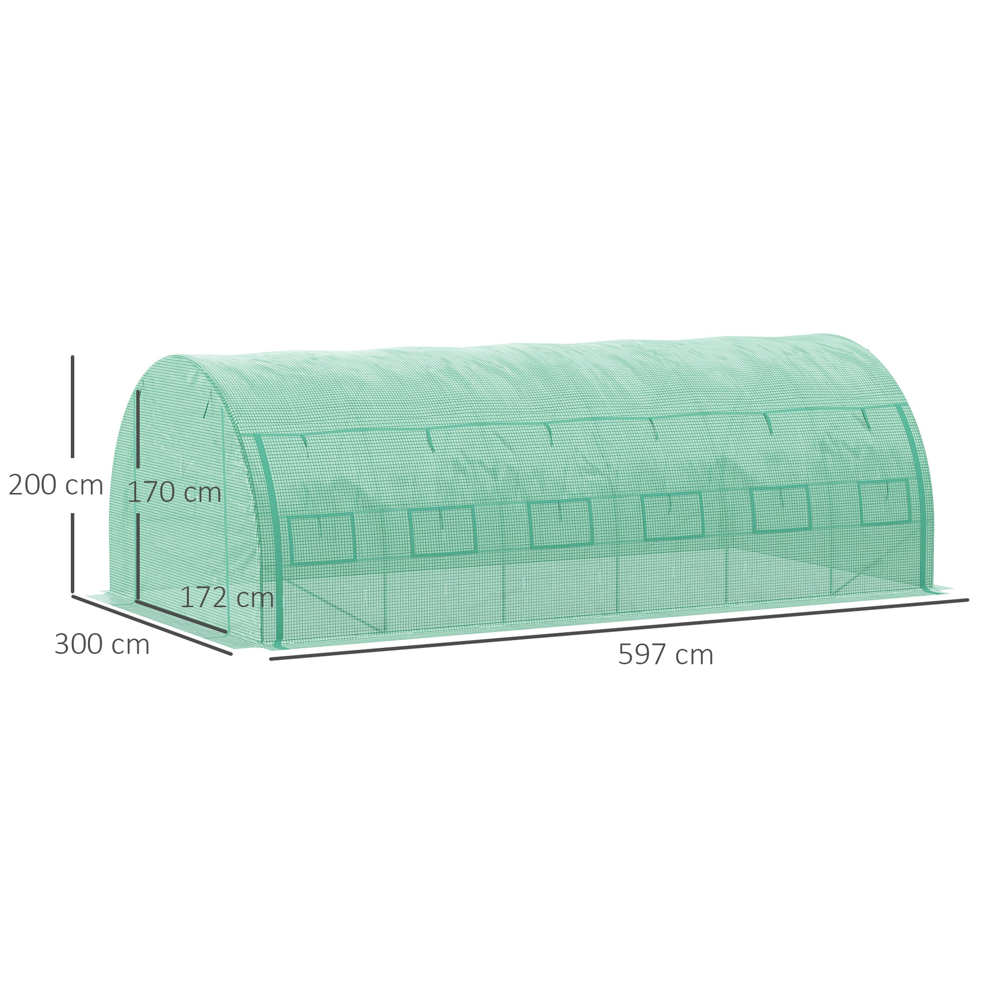 Outsunny Invernadero De Exterior 6x3x2 M Con Puerta Y 12 Ventanas De Malla Verde_2