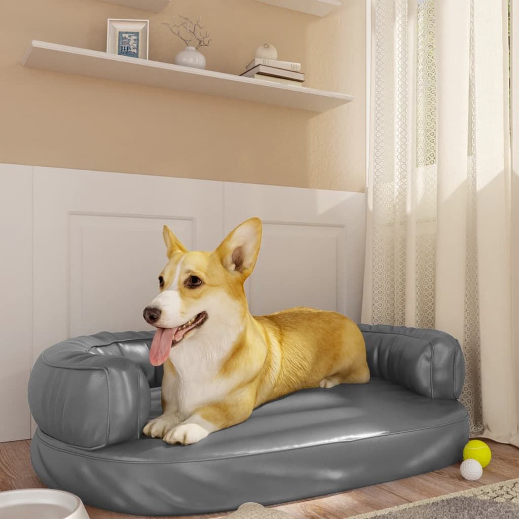 Vidaxl Cama Para Perros De Espuma Cuero Sintético Gris 75x53 Cm_1