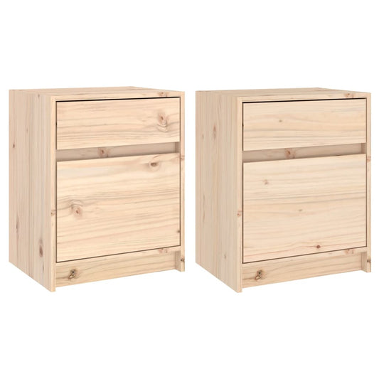 Mesitas De Noche 2 Uds Madera Maciza De Pino 40x31x50 Cm_0