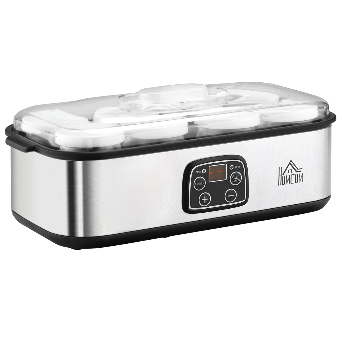 Yogurtera Homcom Pc, Pp, Acero Inoxidable Y Vidrio Plata 36x18,8x14 Cm_0