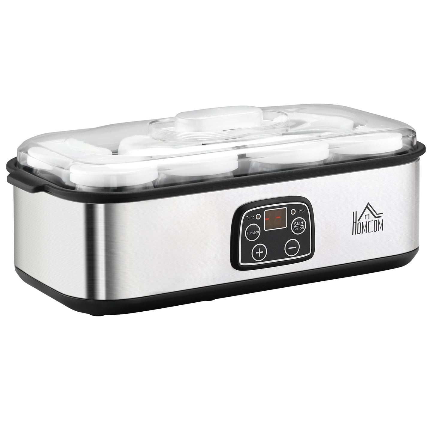 Homcom Yogurtera Capacidad 1,44l Con 8 Tarros 180ml Temporizador Y Termostato_0